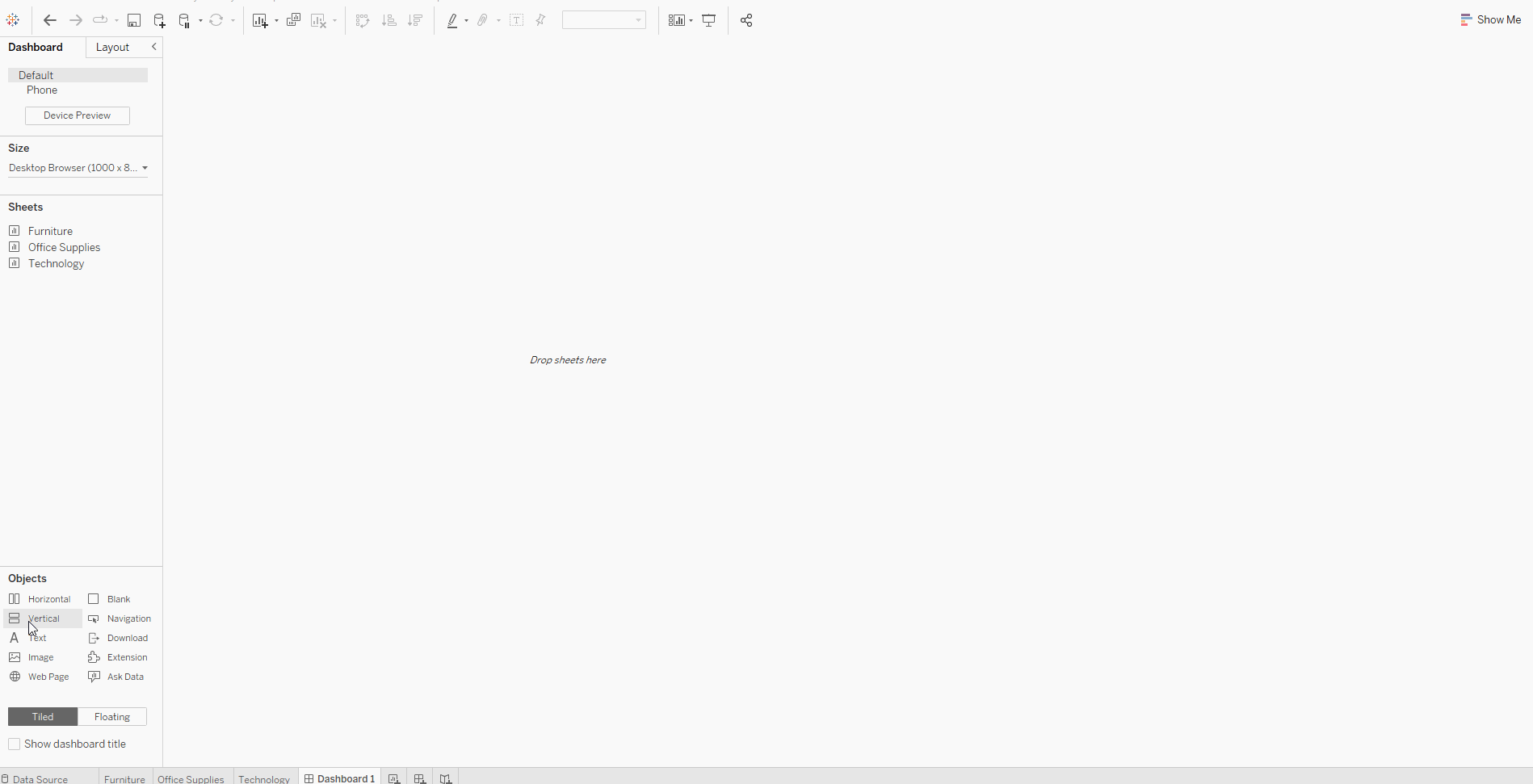The parameter will automatically appear on the right side when you drag it to the first sheet.