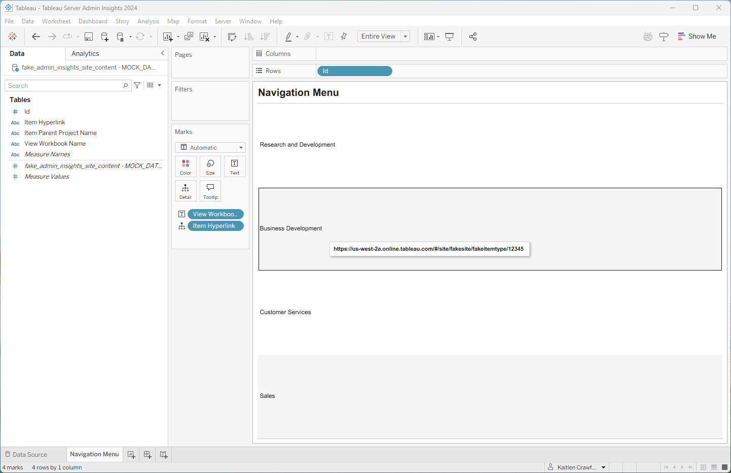 simple navigation menu using workbook name, item hyperlink, and an id for sorting