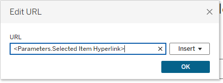 set the web object to accept the selected item hyperlink parameter