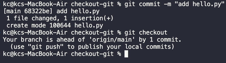 git commit and git checkout