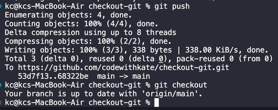 git push and git checkout