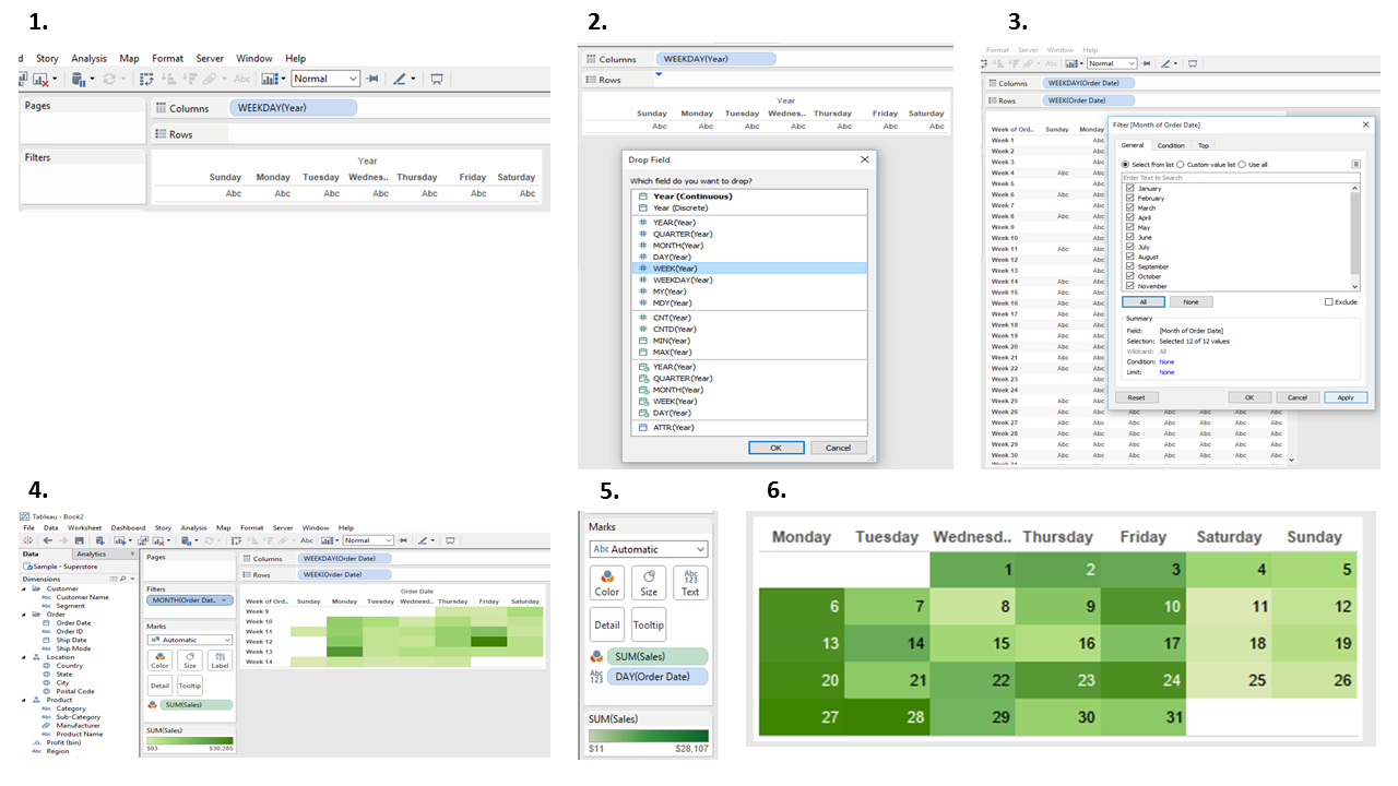 How to build a calendar view in Tableau