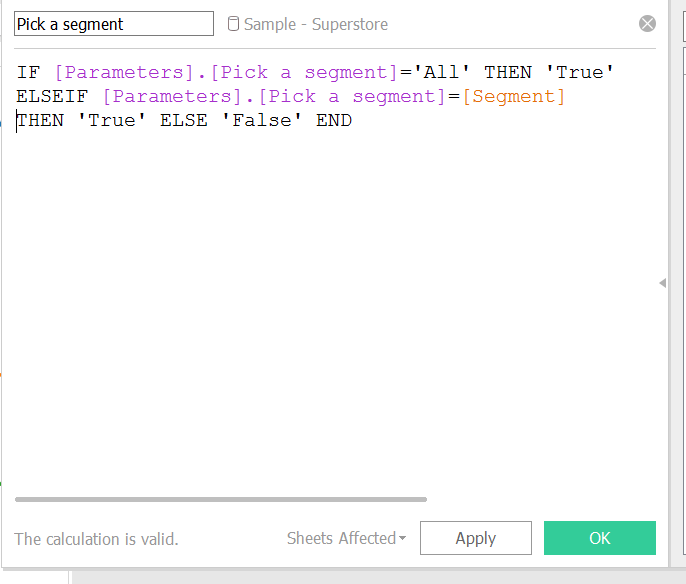 calc parameter