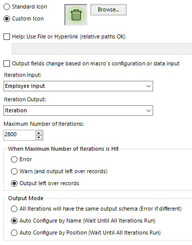 Iterative Macro Settings