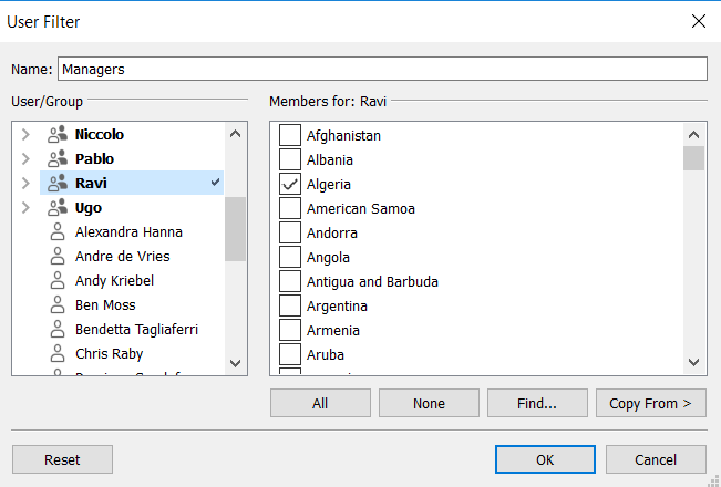 Row level filter