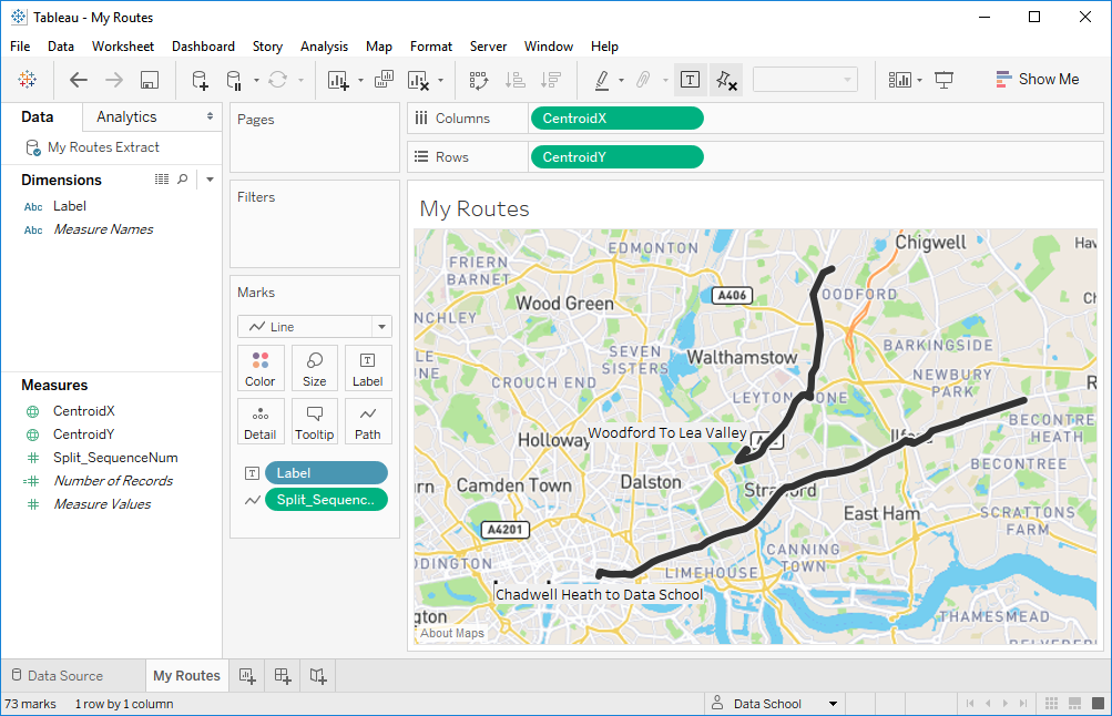 Tableau Worksheet with Geographic Data