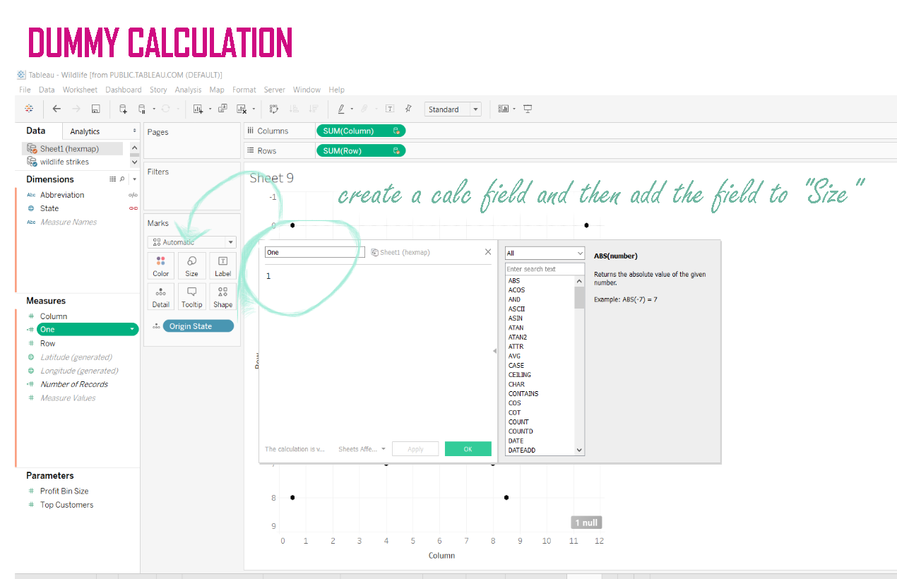 hex tile map in Tableau