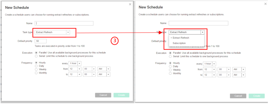 New Schedule Menu