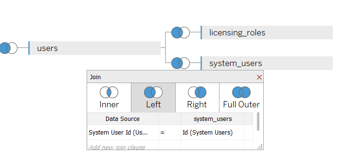 Tableau Left Join