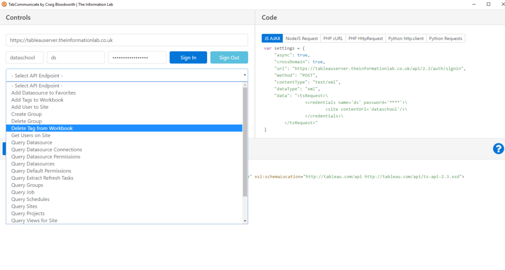 List of queries/API Endpoints available in the Control panel