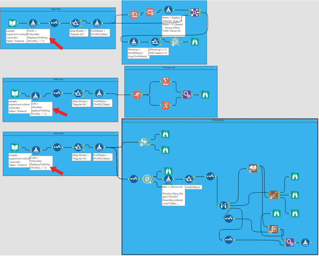 modified workflow with a single mod in the prep side