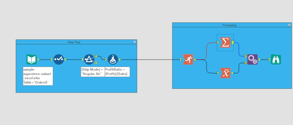 sample alteryx workflow-same data prep steps different calculations