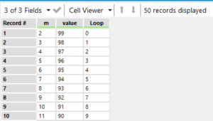 first rows output