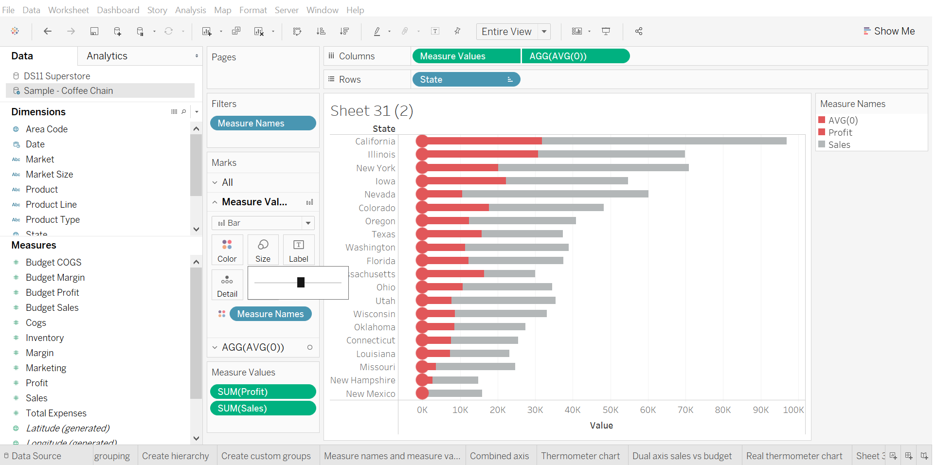 Creating a thermometer chart in Tableau a nice way to visualise