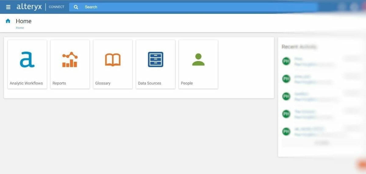 Alteryx Connect main page