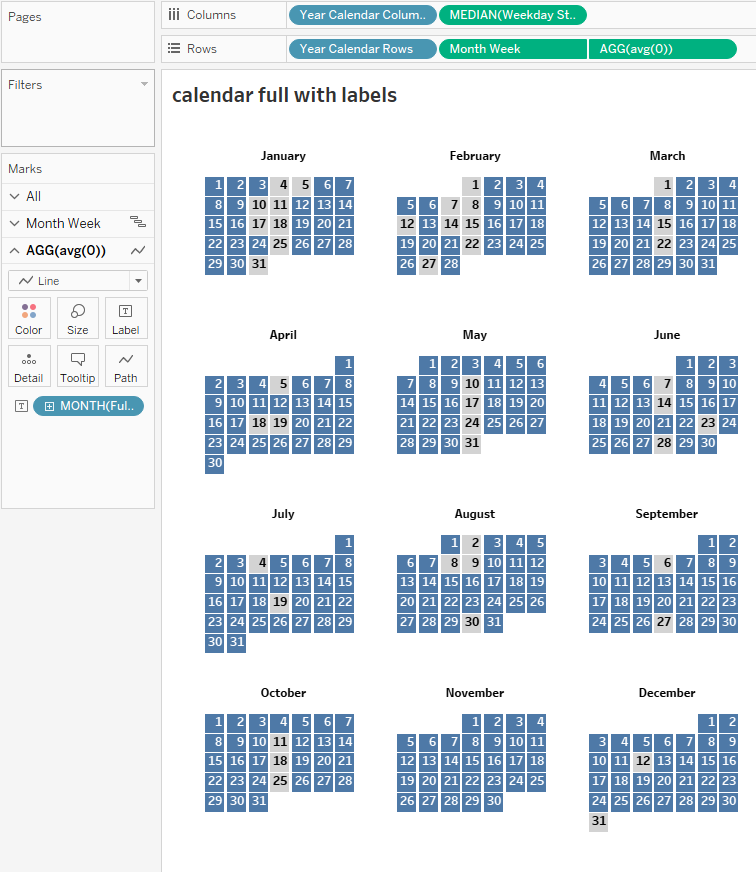 Tableau Tip Calendar View (Part 4)