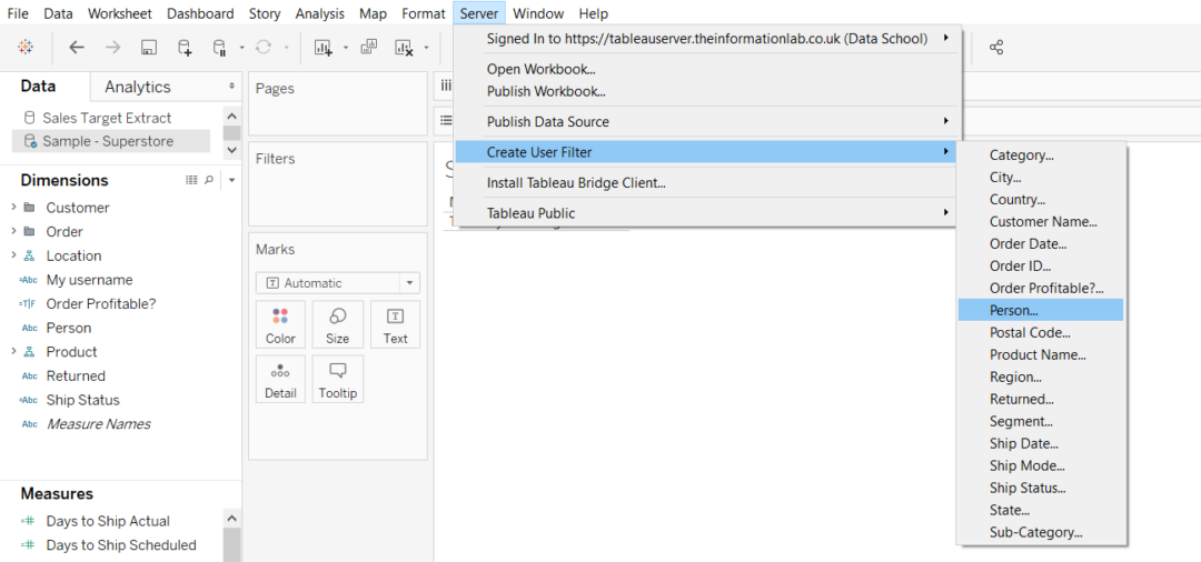 Tableau Server User Filter The Data School