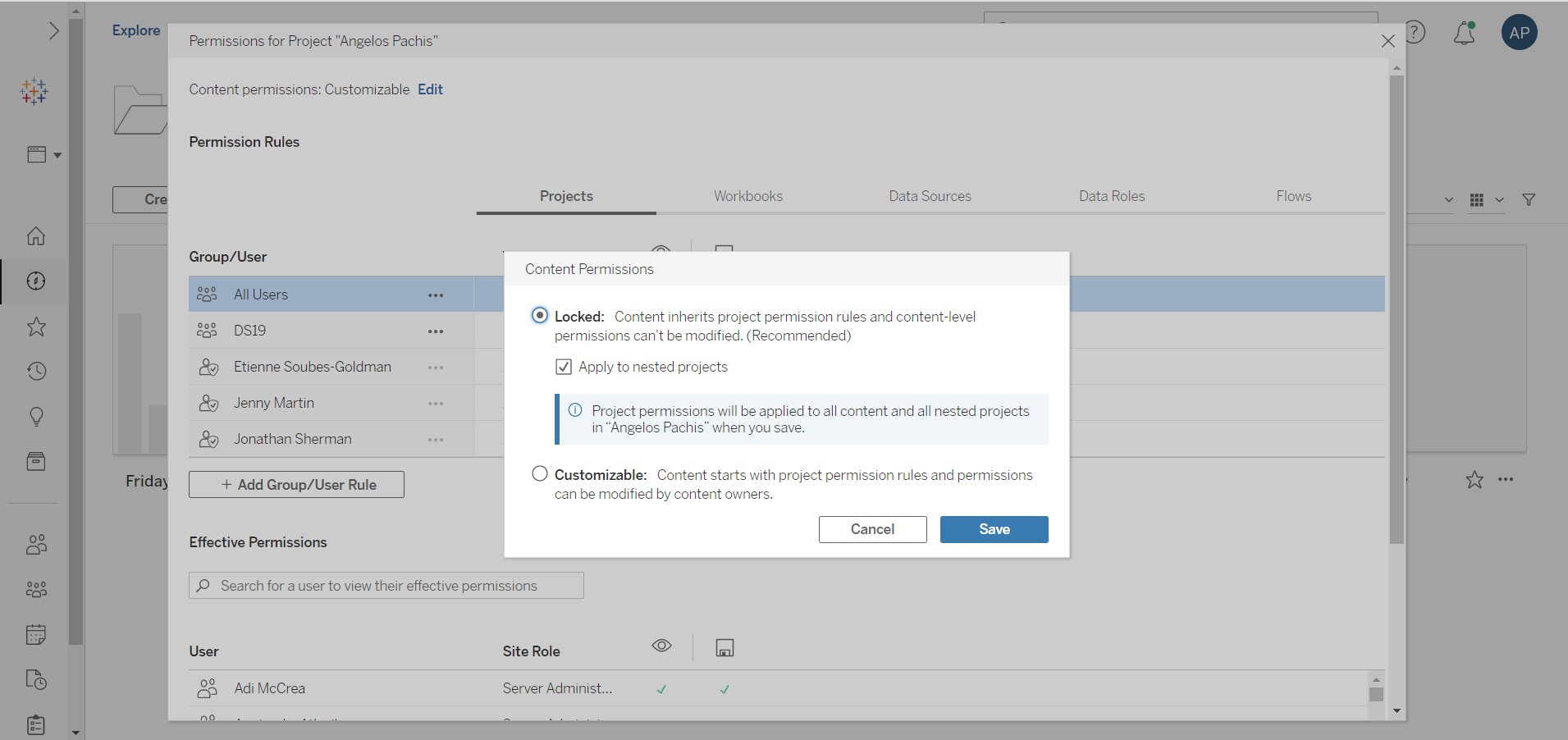 The Data School Tableau Server Applying Permission Rules to a
